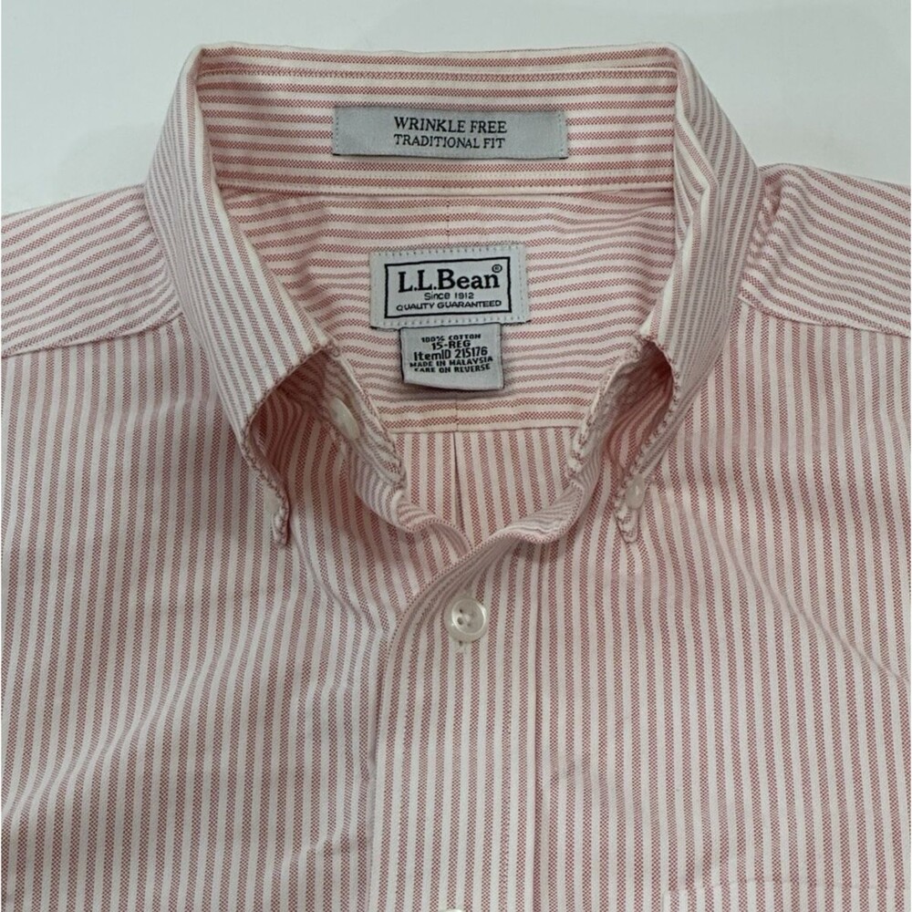 L.L. Bean Men's Short Sleeve Button Up Dress Shirt, Neck Size 15
